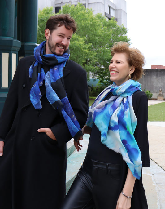 Lady Barbara Pinson Artist Ode to a Songbird Men's Beechwood Scarf