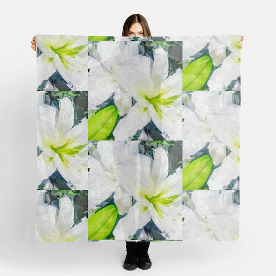 "Bella Lillies" Chiffon Scarf/Sarong