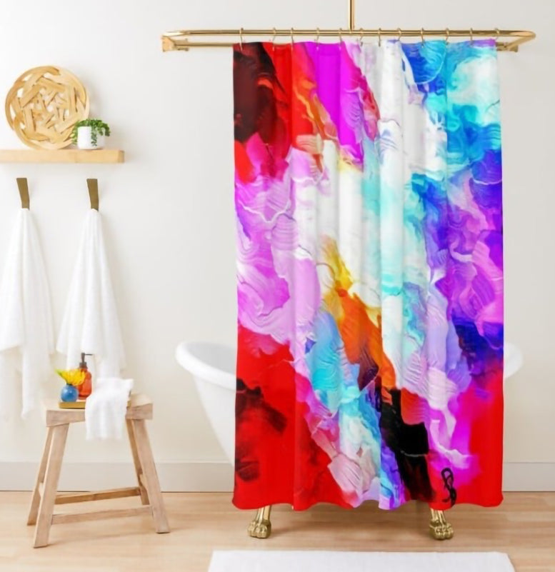 Lady Barbara Pinson Artist Shower Curtain Red Abstract 2