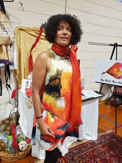 Lady Barbara Pinson Artist Falling for You A-Line Dress with scarf and pochette