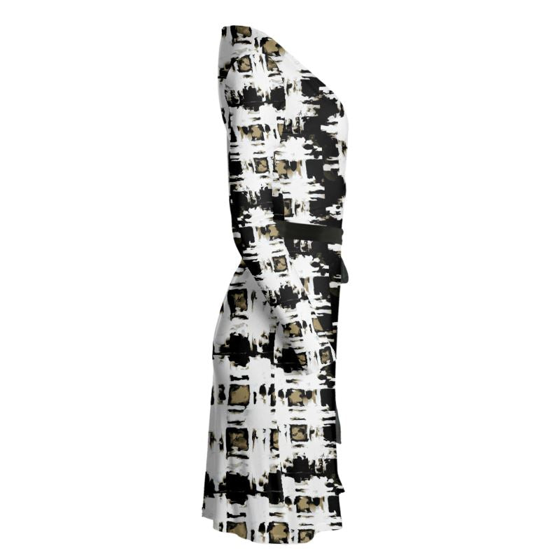 "Tartan Tan/Black"  Lady B Wrap Dress ws