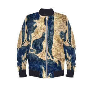 "Abstract Blue Gold" Lady B Bomber Jacket