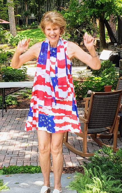 USA 🇺🇸  "Americana" A-Line Dress Repeat  Flag Artwork