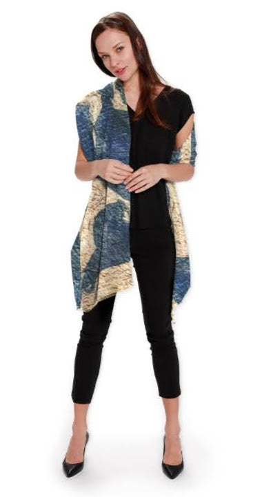 "Abstract Blue Gold" Modal-Beechwood Scarf ws