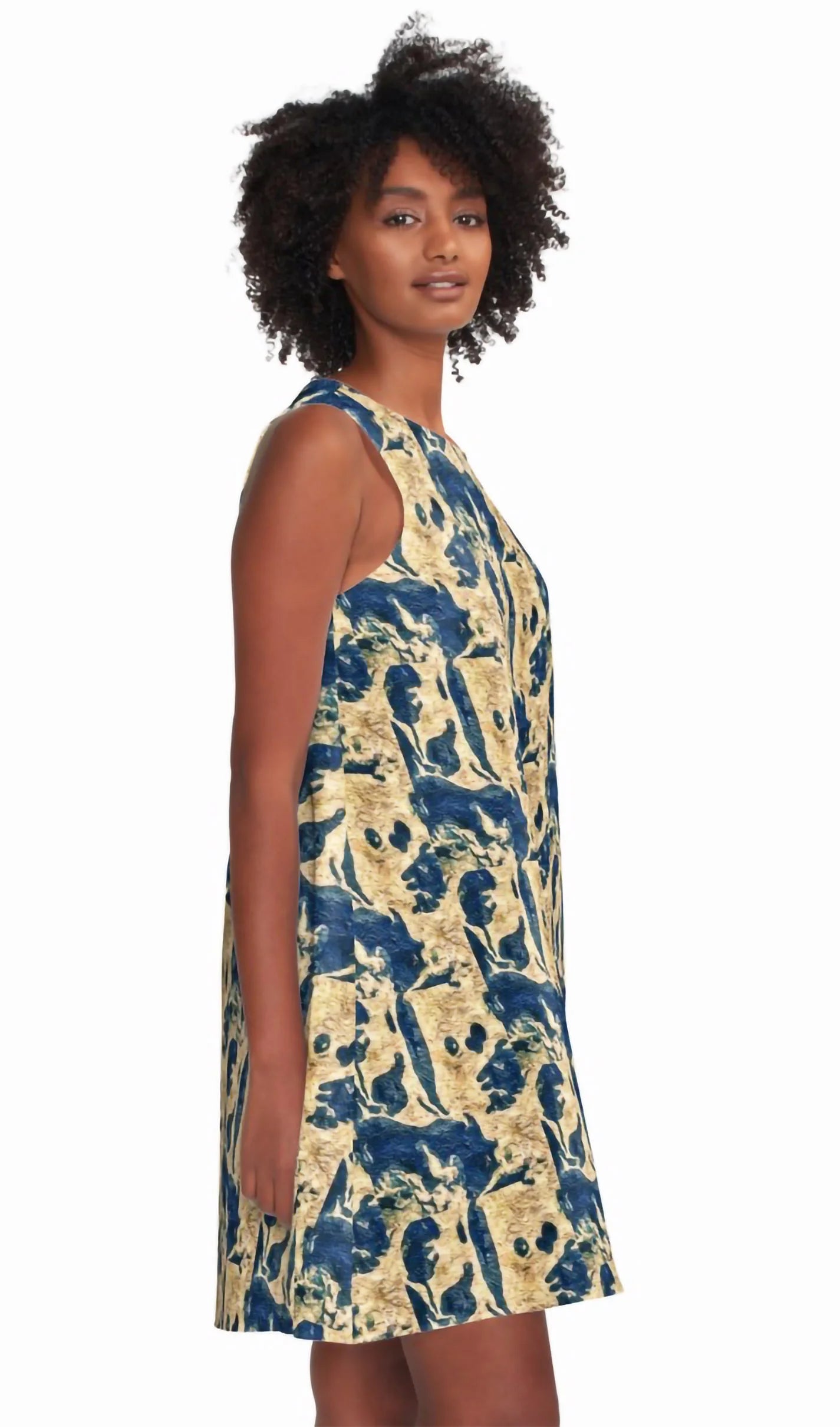 "Abstract Blue Gold" A-Line Dress