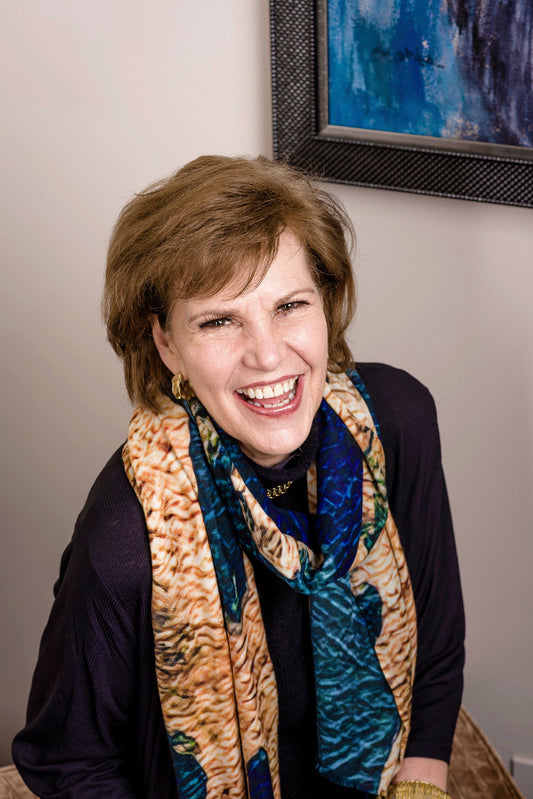 "Abstract Blue Gold" Modal-Beechwood Scarf ws