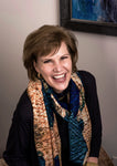 "Abstract Blue Gold" Cashmere Silk Scarf