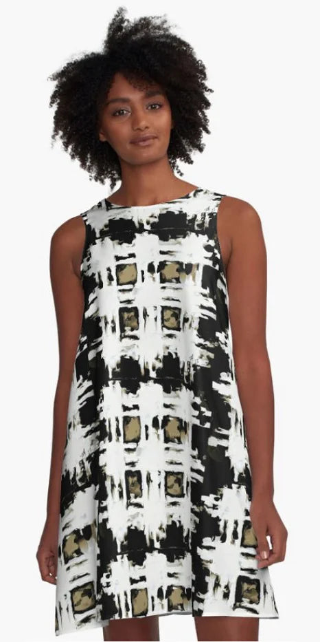 "Tartan Tan/Black" A-Line Dress