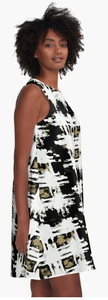 "Tartan Tan/Black" A-Line Dress ws