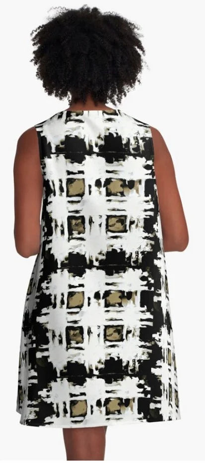 "Tartan Tan/Black" A-Line Dress