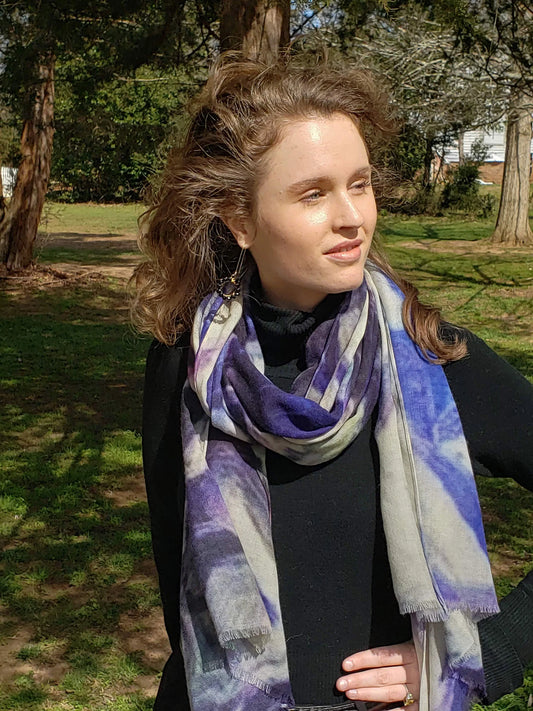 "Blue Hues" Cashmere Silk Scarf
