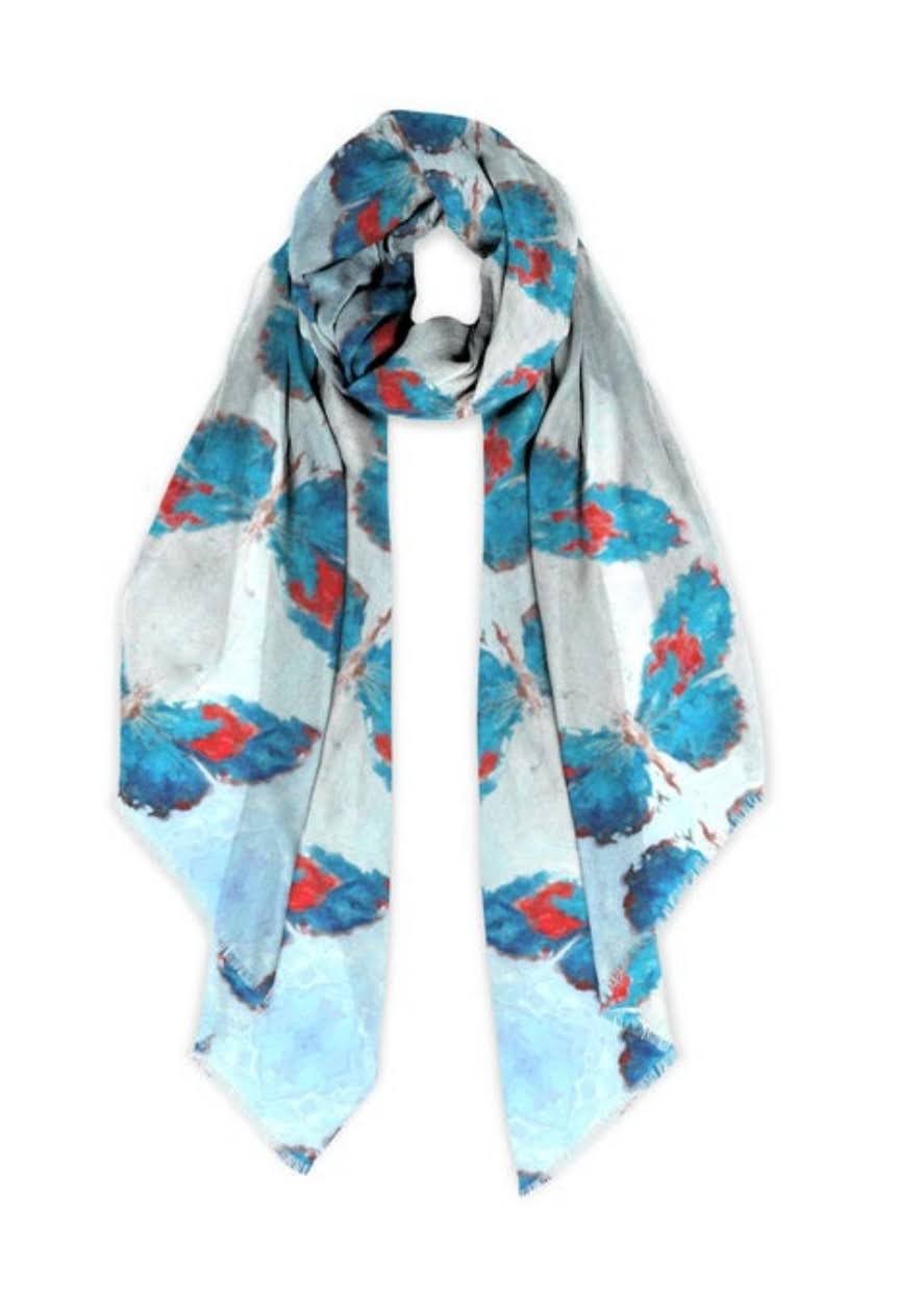 "Butterflies Turquoise"  Beechwood Scarf