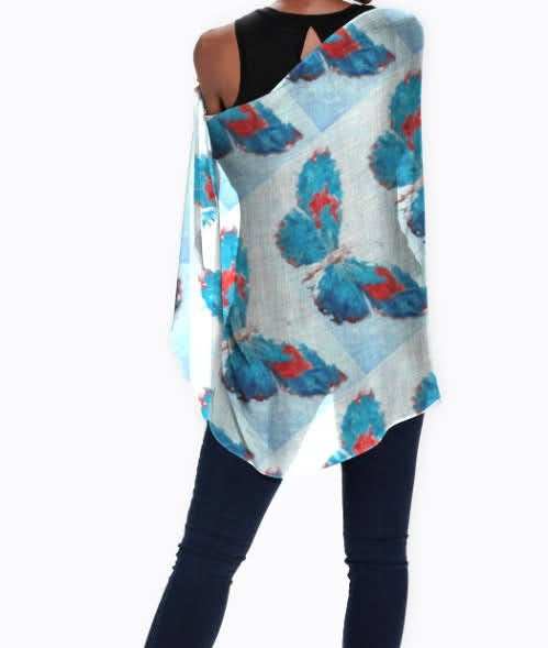 "Butterflies Turquoise"  Beechwood Scarf