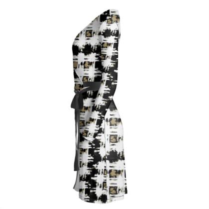 "Tartan Tan/Black"  Lady B Wrap Dress