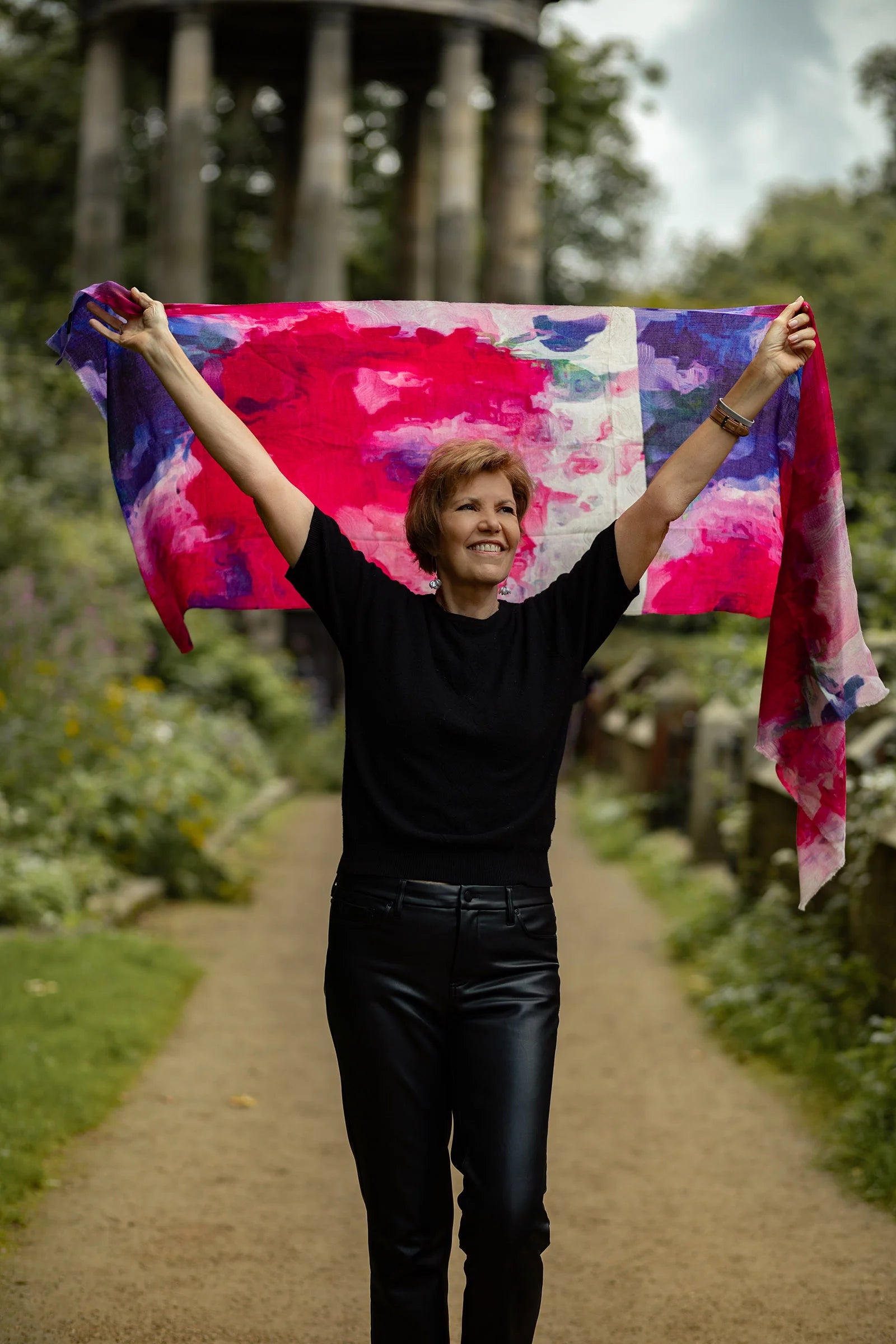 "Poppies Pink" Cashmere Scarf