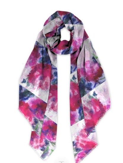 "Poppies Pink" Cashmere Silk Scarf ws