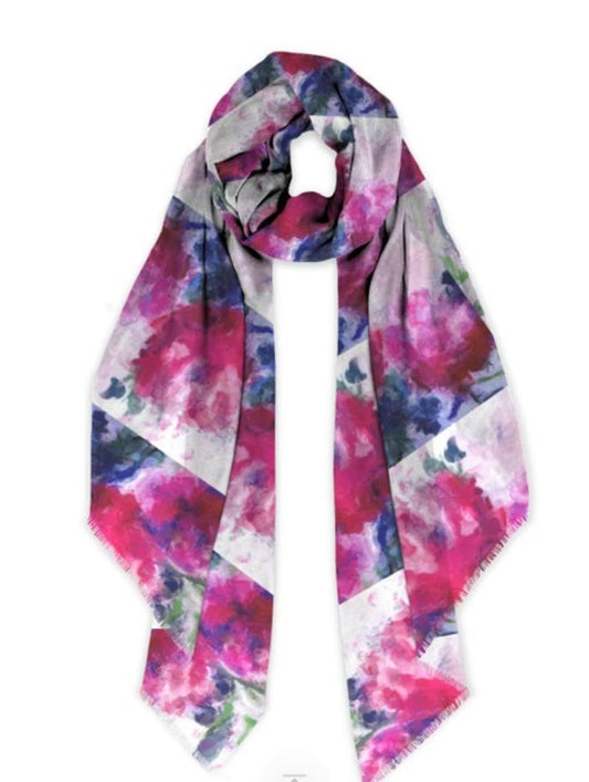 "Poppies Pink" Cashmere Silk Scarf ws