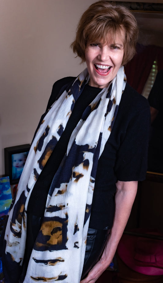 Lady Barbara Pinson Artist Tartan tan-Black Cashmere Luxury Scarf