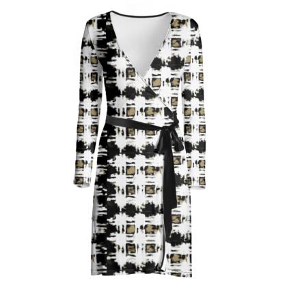 "Tartan Tan/Black"  Lady B Wrap Dress