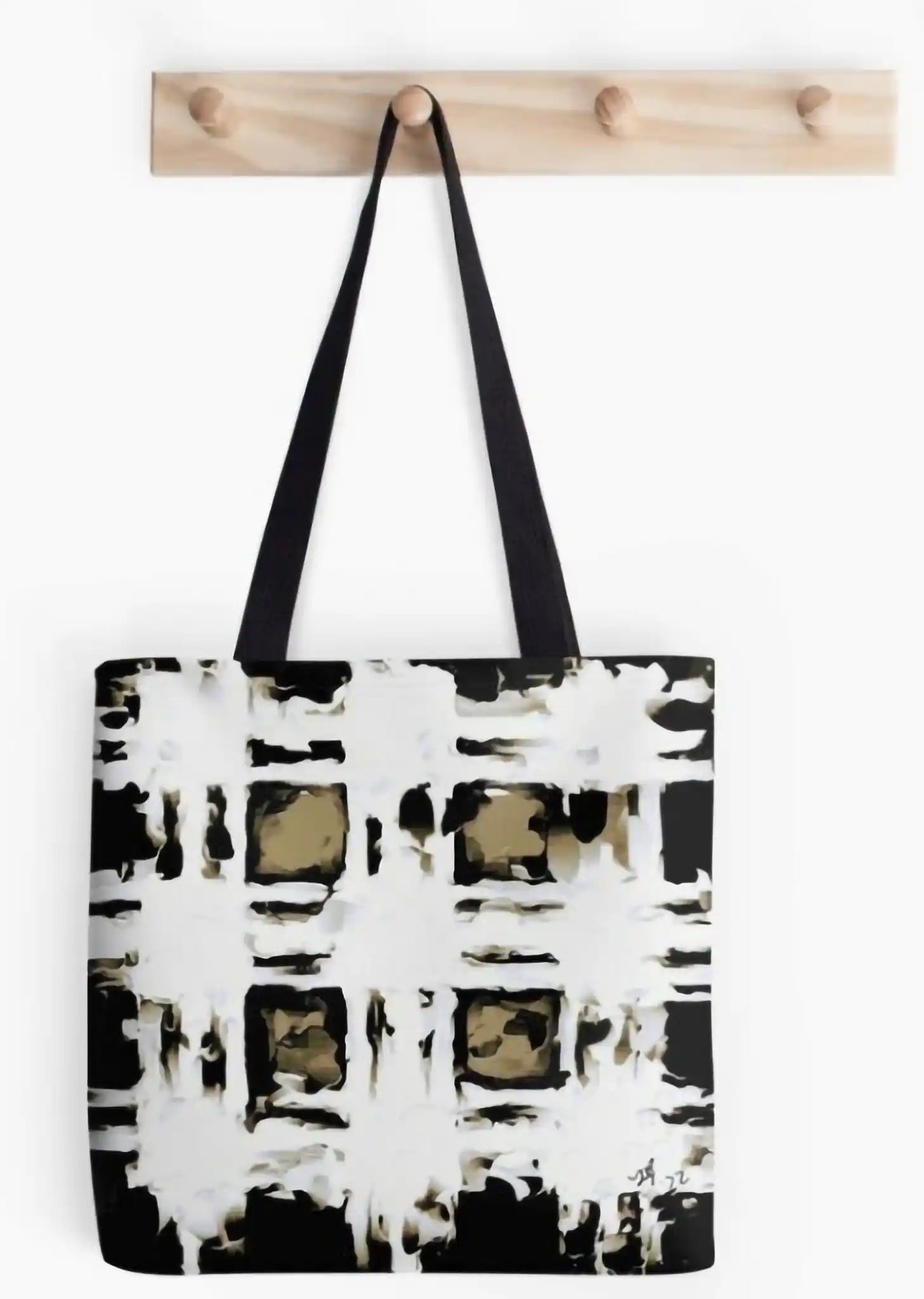 "Tartan Tan/Black" Tote Bag