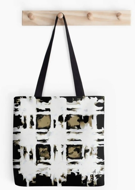 "Tartan Tan/Black" Tote Bag