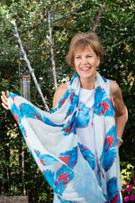 "Butterflies Turquoise" Chiffon Scarf/Sarong