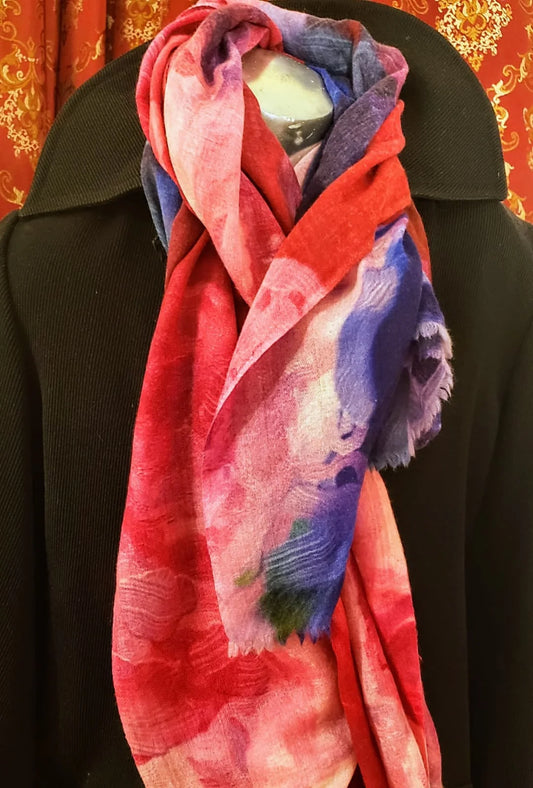 "Poppies Pink" Modal-Beechwood Scarf
