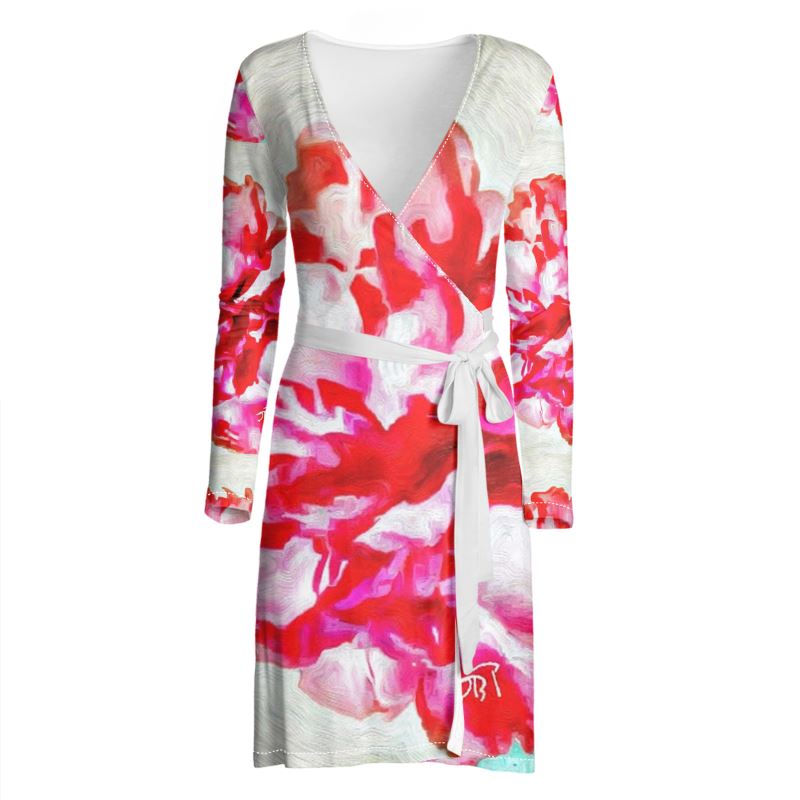 Lady Barbara Pinson Artist Peonies from Heaven Wrap Dress Front