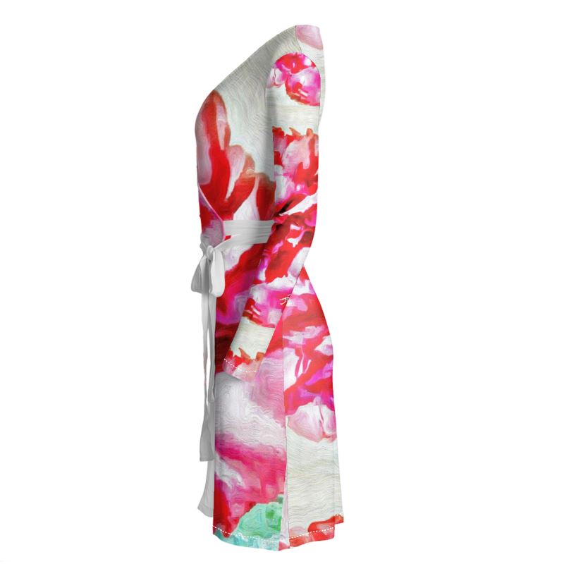 Lady Barbara Pinson Artist Peonies from Heaven Wrap Dress Left Side