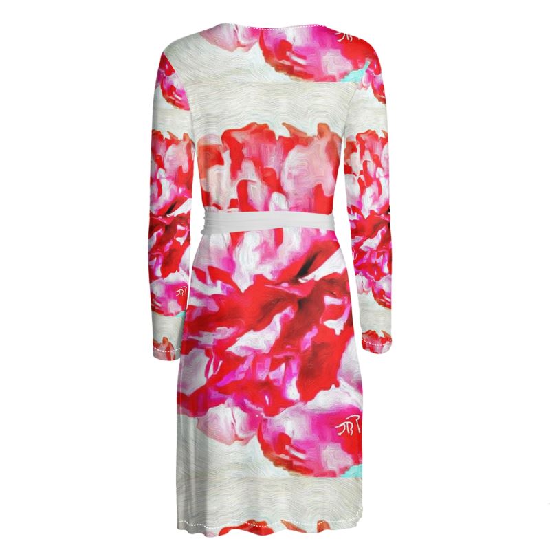Lady Barbara Pinson Artist Peonies from Heaven Wrap Dress Back