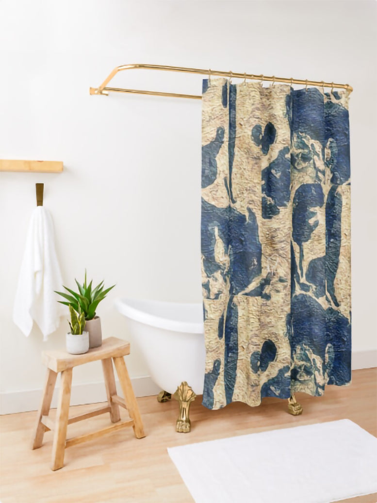 Lady Barbara Pinson Artist Shower Curtain  Abstract Blue Gold