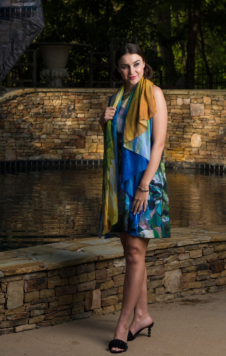 Lady Barbara Pinson Artist Ella A-Line Dress with scarf