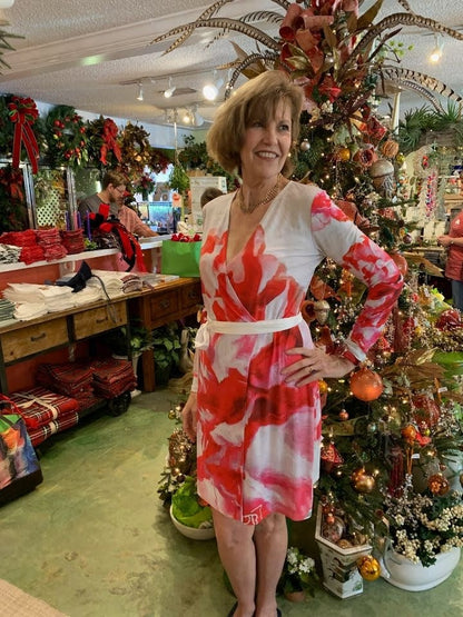 Lady Barbara Pinson Artist Peonies from Heaven Wrap Dress Lifestyle