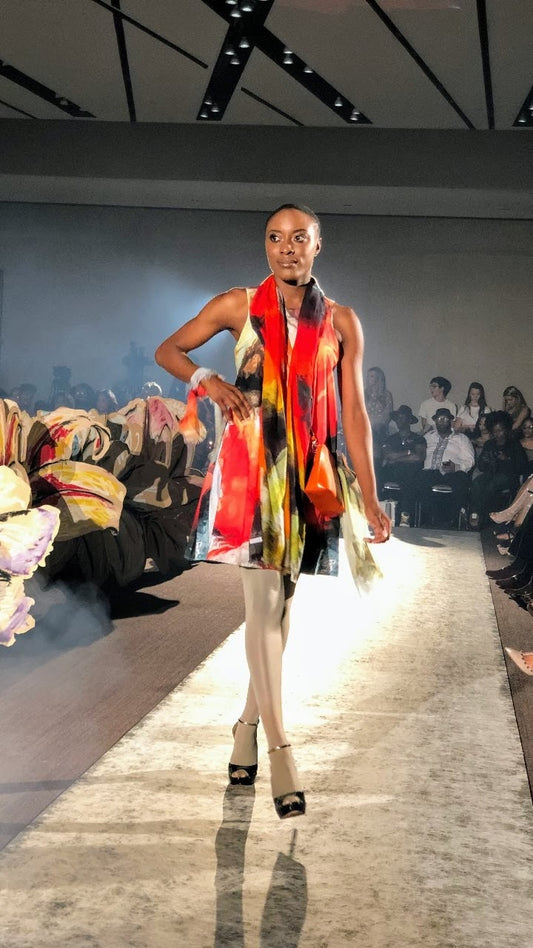 Lady Barbara Pinson Artist Falling for You A-Line Dress with scarf