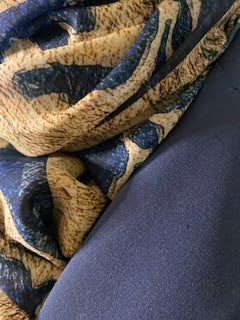 "Abstract Blue Gold"  Chiffon Scarf/Sarong