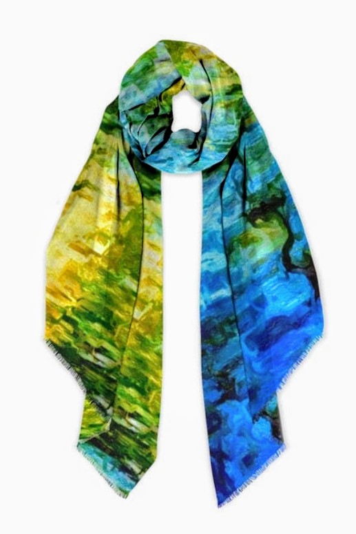 Lady Barbara Pinson Artist Water Water 3 Luxury Cashmere Scarf