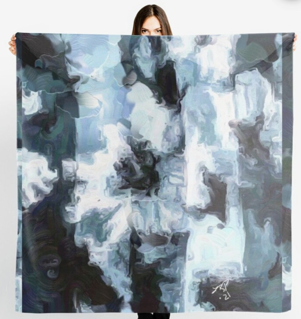 Lady Barbara Pinson Artist Midnight Magic Chiffon Scarf Quiet Luxury