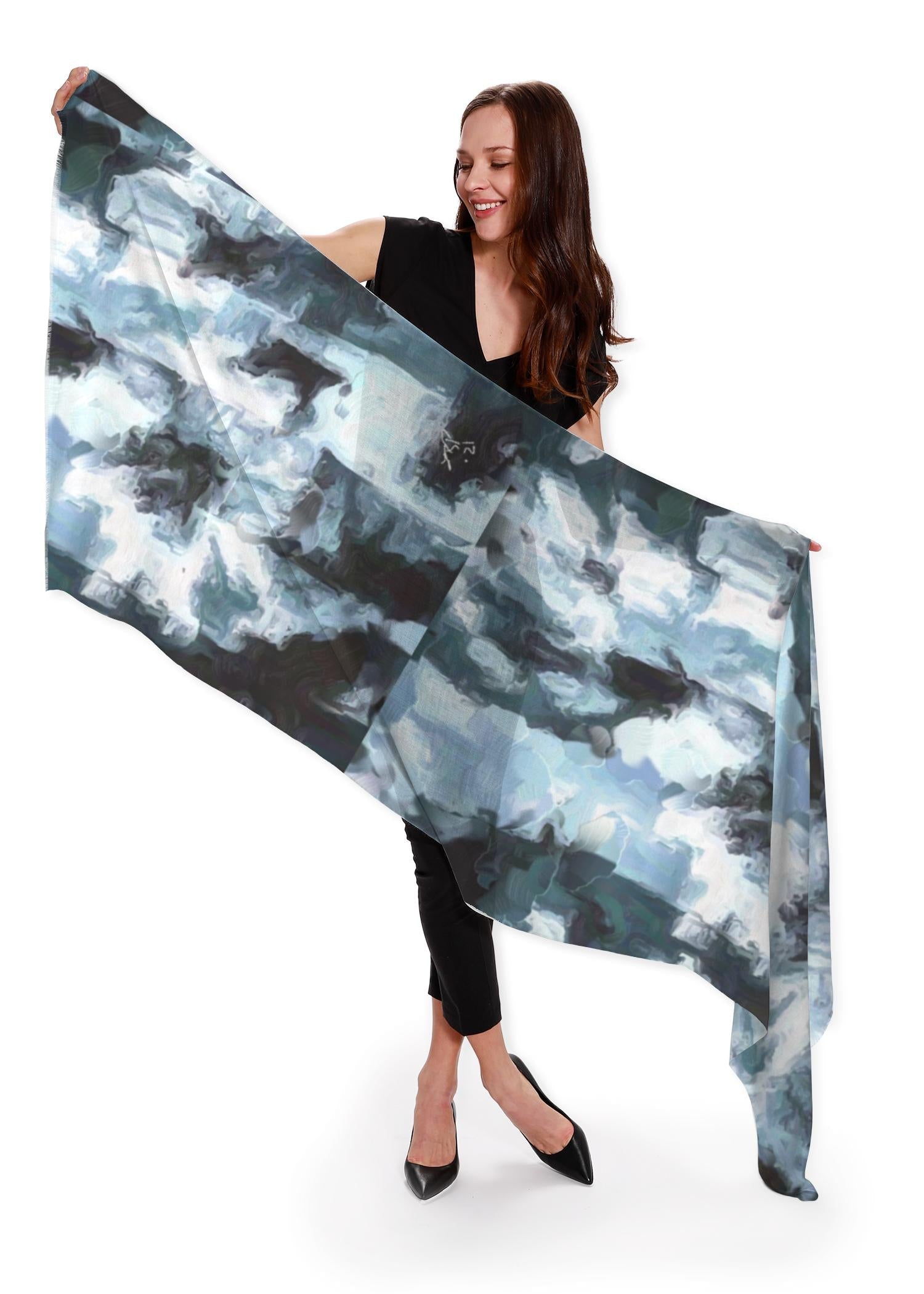 Lady Barbara Pinson Artist Midnight Magic Blue Luxury Cashmere Scarf