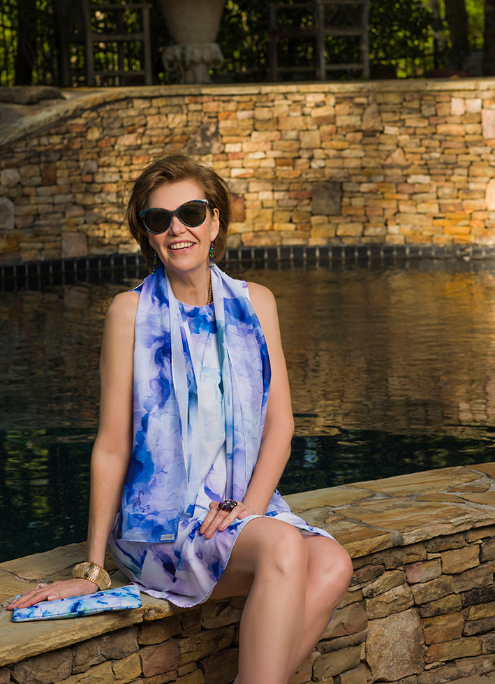 "Orchids Lavender" Chiffon Scarf/Sarong