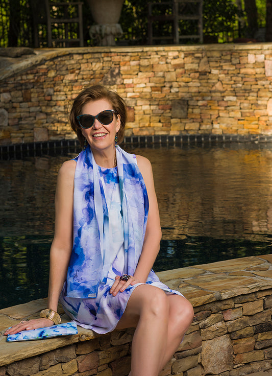 "Orchids Lavender" Chiffon Scarf/Sarong