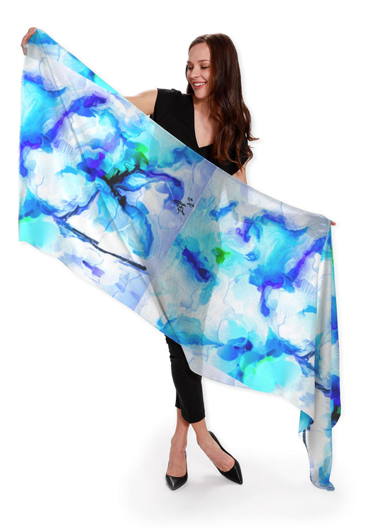 "Orchids Turquoise" Beechwood Scarf