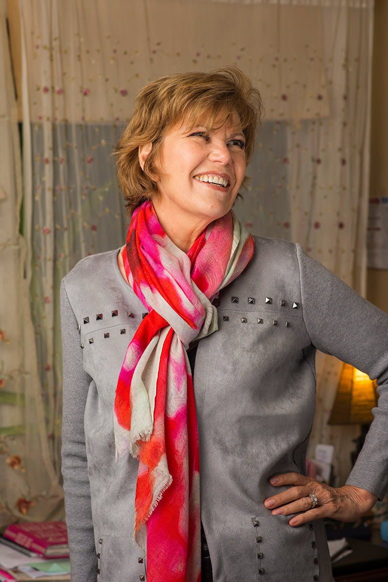 "Peonies from Heaven" Cashmere Silk Scarf