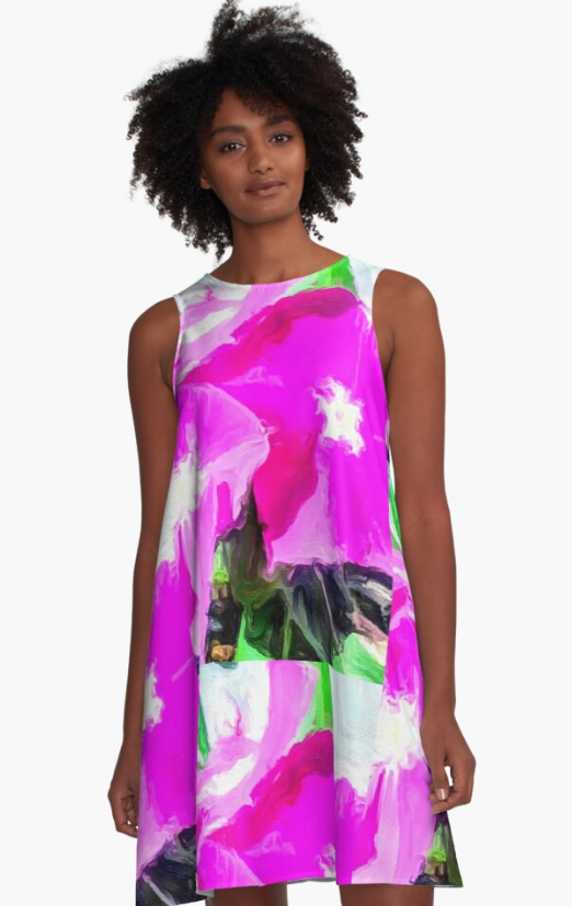 "Periwinkle Pops" A-Line Dress