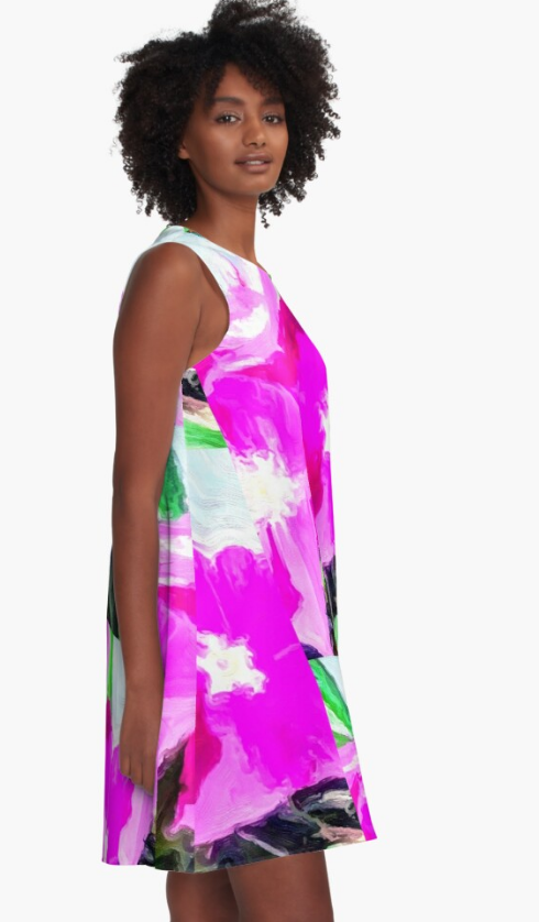 "Periwinkle Pops" A-Line Dress