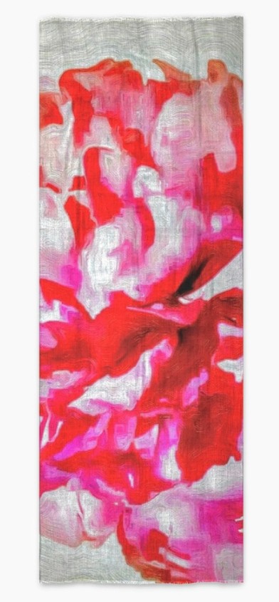 "Peonies from Heaven" Cashmere Silk Scarf