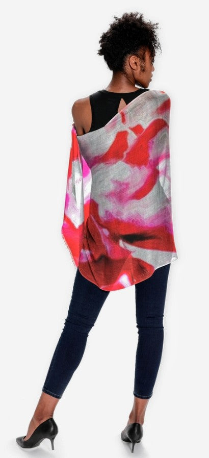 "Peonies from Heaven" Cashmere Silk Scarf