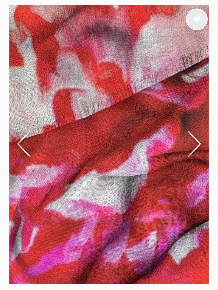 "Peonies from Heaven" Cashmere Silk Scarf