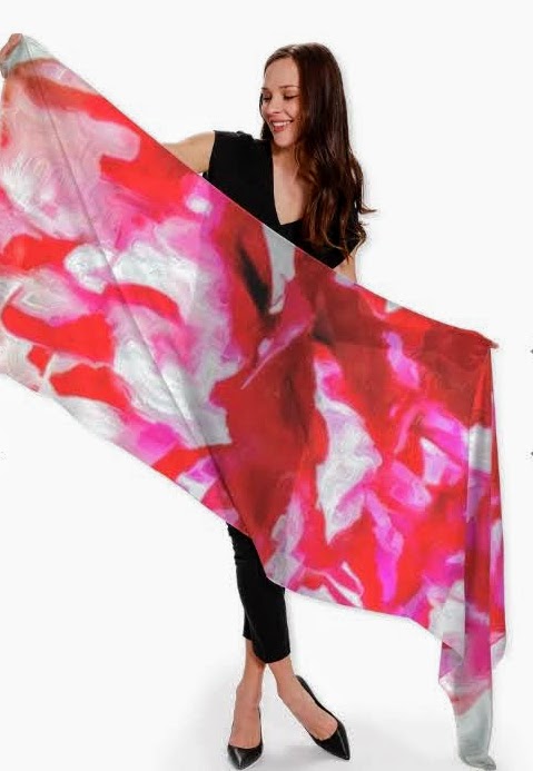 "Peonies from Heaven" Cashmere Silk Scarf
