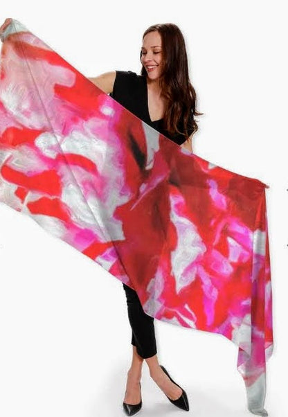 "Peonies from Heaven" Cashmere Silk Scarf