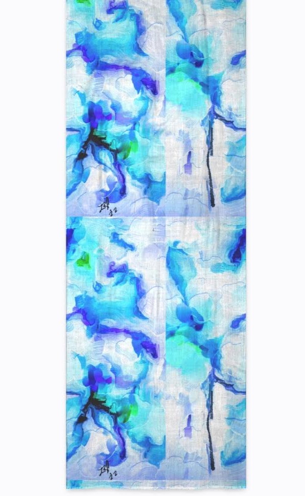 "Orchids Turquoise" Beechwood Scarf